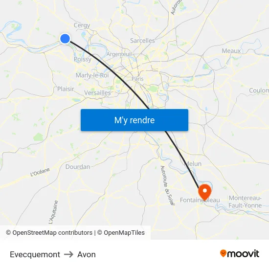 Evecquemont to Avon map
