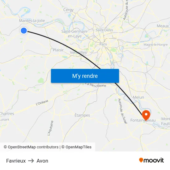 Favrieux to Avon map
