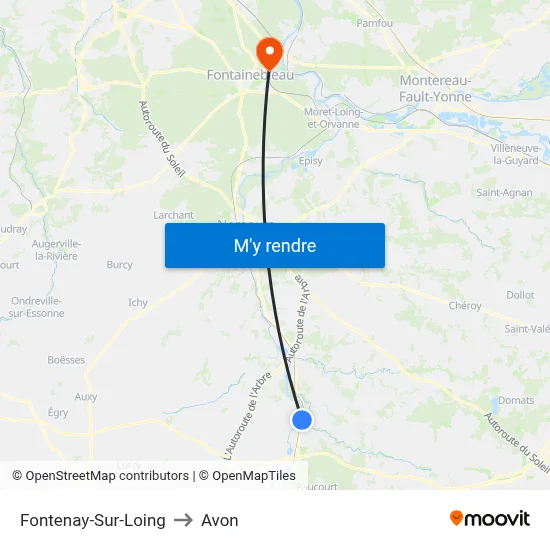 Fontenay-Sur-Loing to Avon map