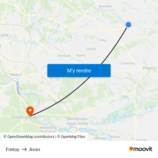 Fretoy to Avon map