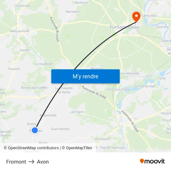 Fromont to Avon map