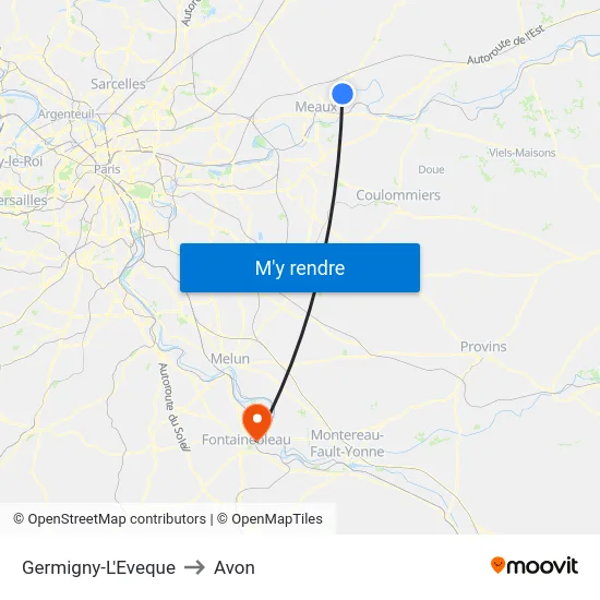 Germigny-L'Eveque to Avon map