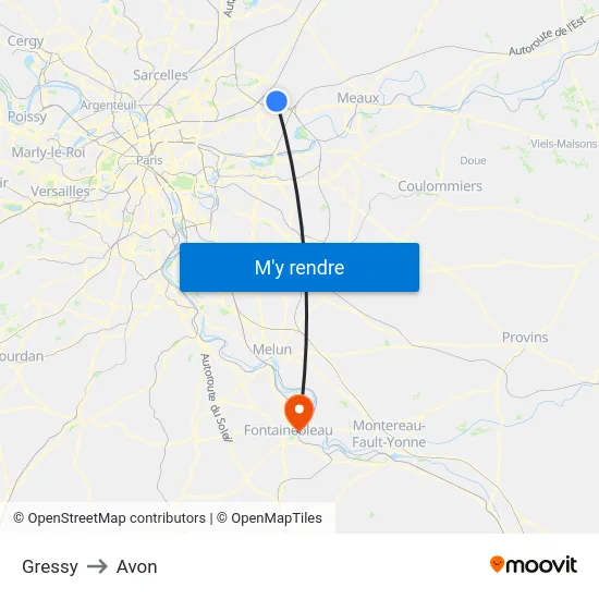 Gressy to Avon map