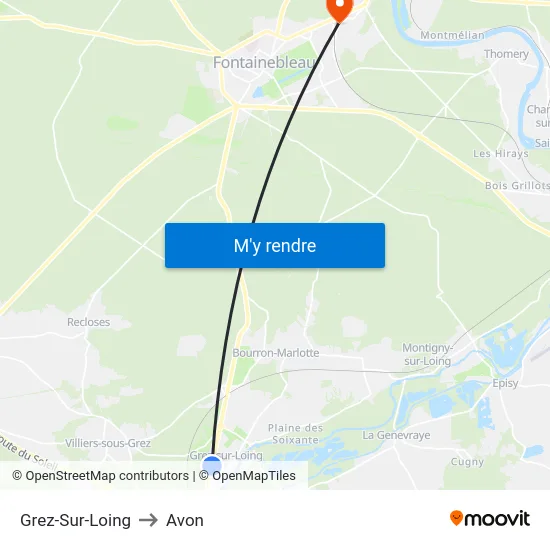 Grez-Sur-Loing to Avon map