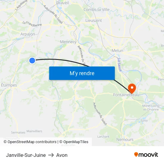Janville-Sur-Juine to Avon map