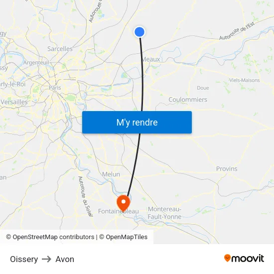 Oissery to Avon map