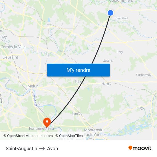 Saint-Augustin to Saint-Augustin map