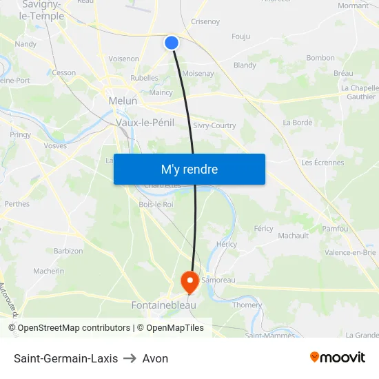 Saint-Germain-Laxis to Avon map