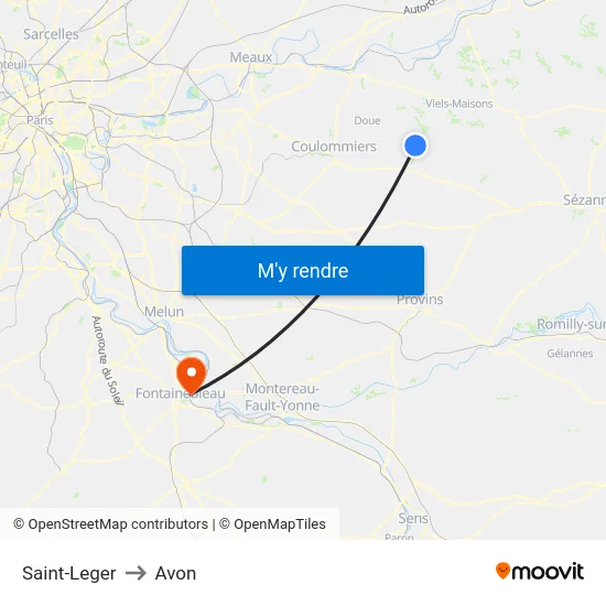 Saint-Leger to Avon map