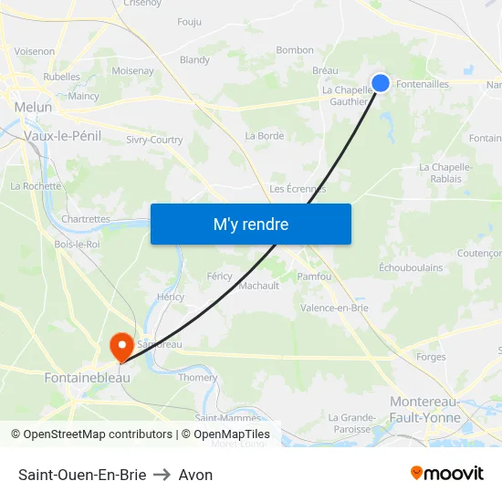Saint-Ouen-En-Brie to Avon map