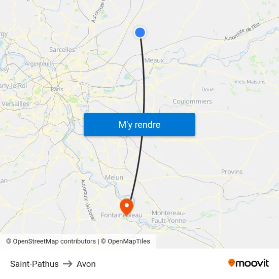 Saint-Pathus to Avon map