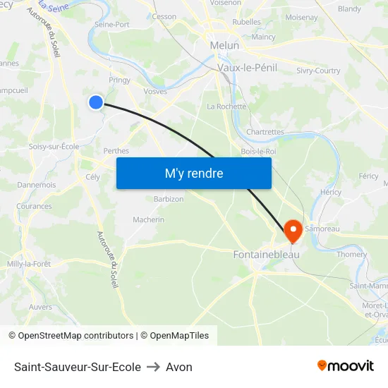 Saint-Sauveur-Sur-Ecole to Avon map