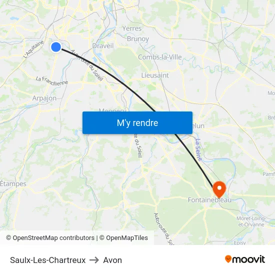 Saulx-Les-Chartreux to Avon map