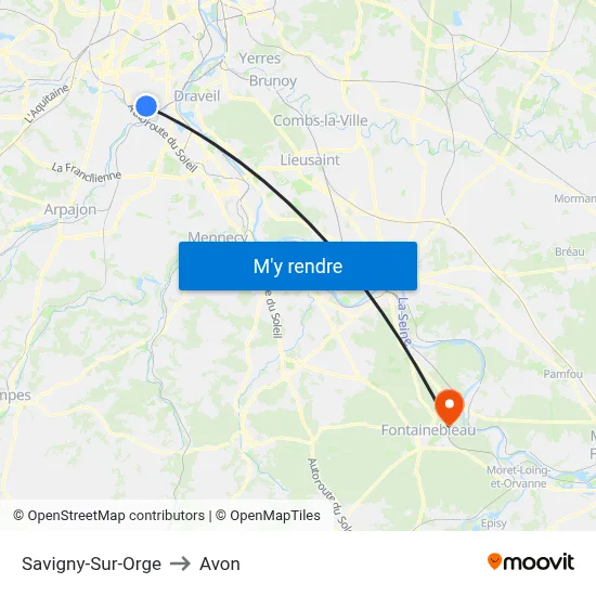 Savigny-Sur-Orge to Avon map