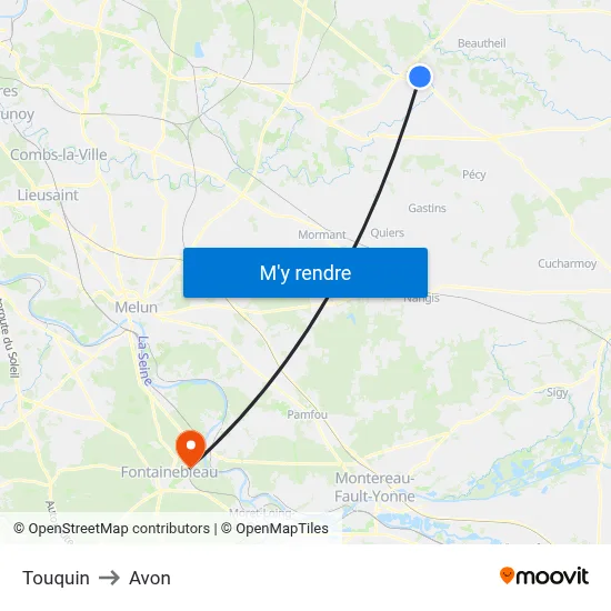 Touquin to Avon map