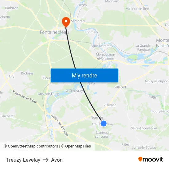Treuzy-Levelay to Avon map