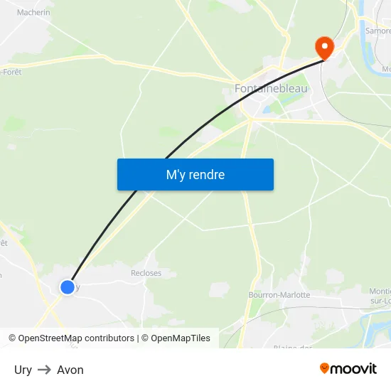 Ury to Avon map