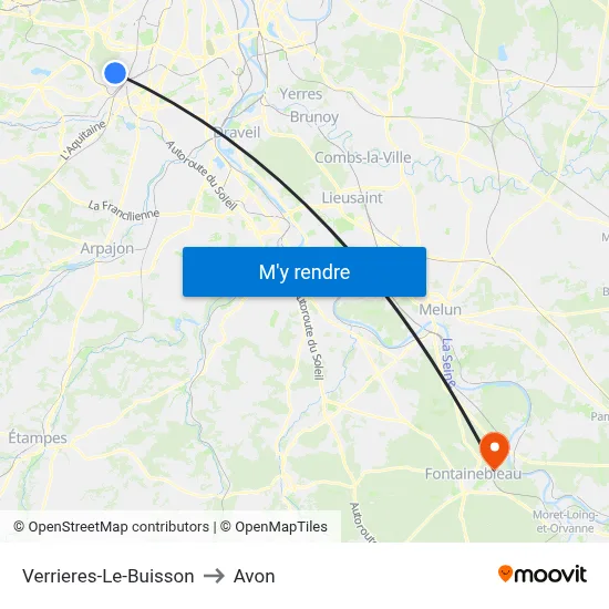 Verrieres-Le-Buisson to Avon map