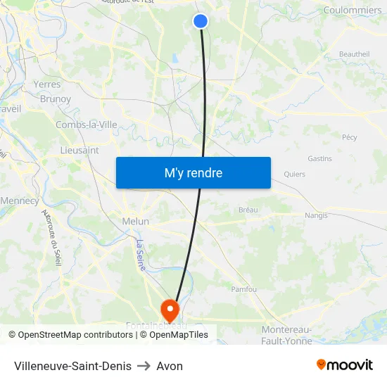 Villeneuve-Saint-Denis to Avon map