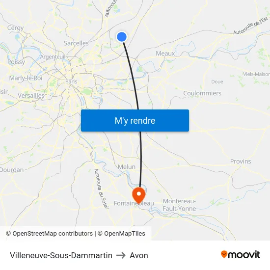 Villeneuve-Sous-Dammartin to Avon map