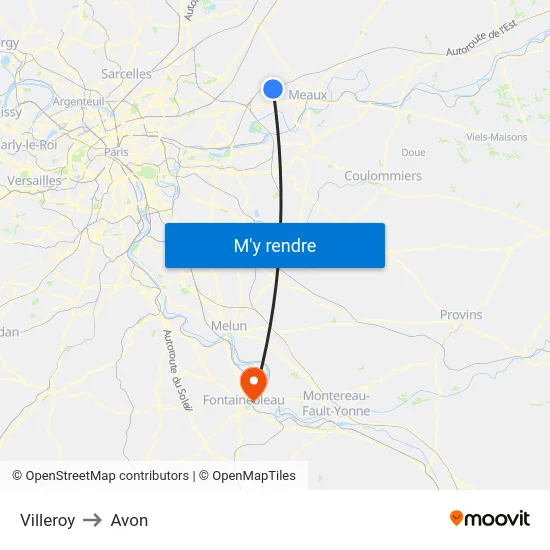 Villeroy to Avon map