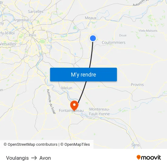 Voulangis to Avon map