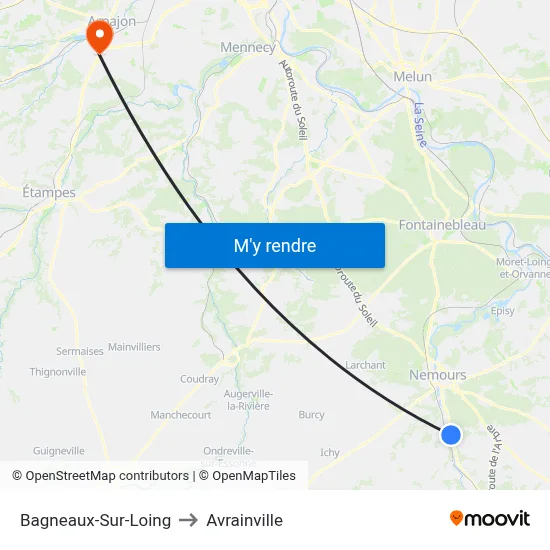 Bagneaux-Sur-Loing to Avrainville map