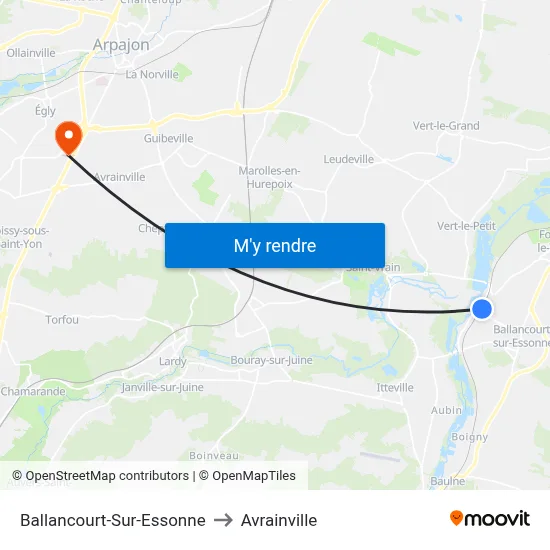 Ballancourt-Sur-Essonne to Avrainville map