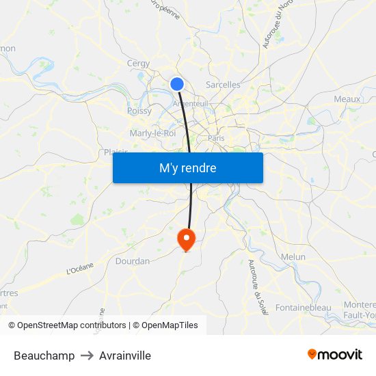 Beauchamp to Avrainville map