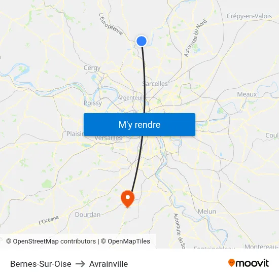 Bernes-Sur-Oise to Avrainville map