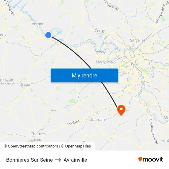 Bonnieres-Sur-Seine to Avrainville map