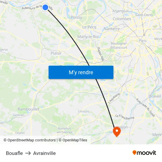 Bouafle to Avrainville map