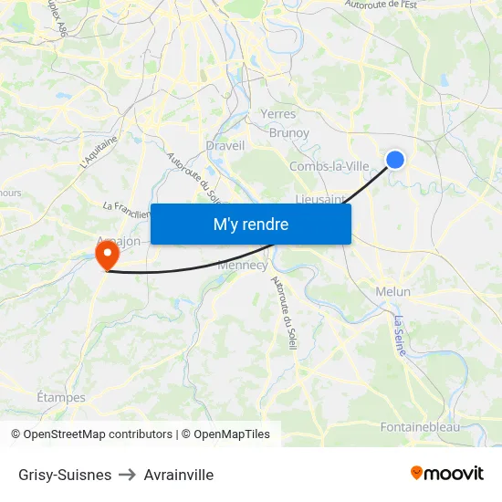 Grisy-Suisnes to Avrainville map