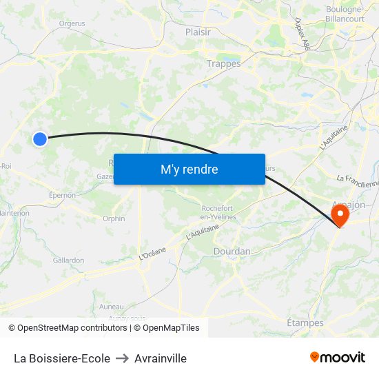 La Boissiere-Ecole to Avrainville map