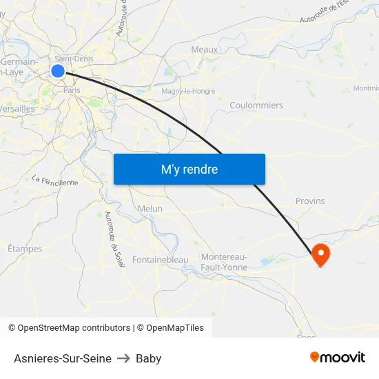 Asnieres-Sur-Seine to Baby map
