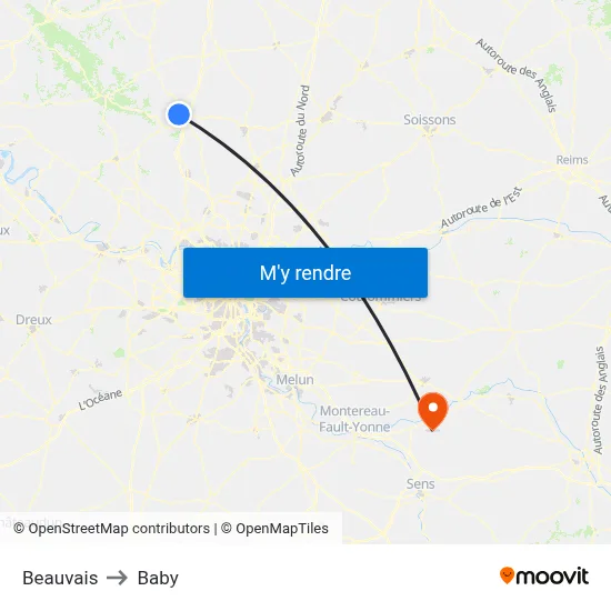 Beauvais to Baby map