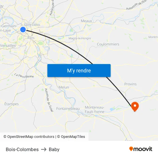 Bois-Colombes to Baby map
