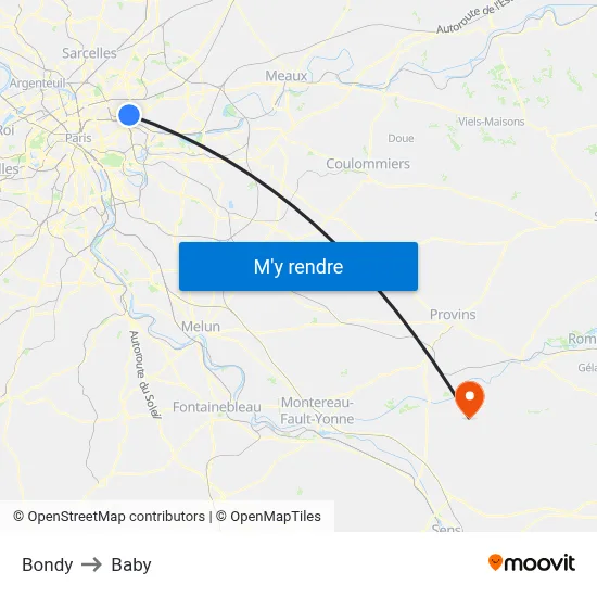 Bondy to Baby map