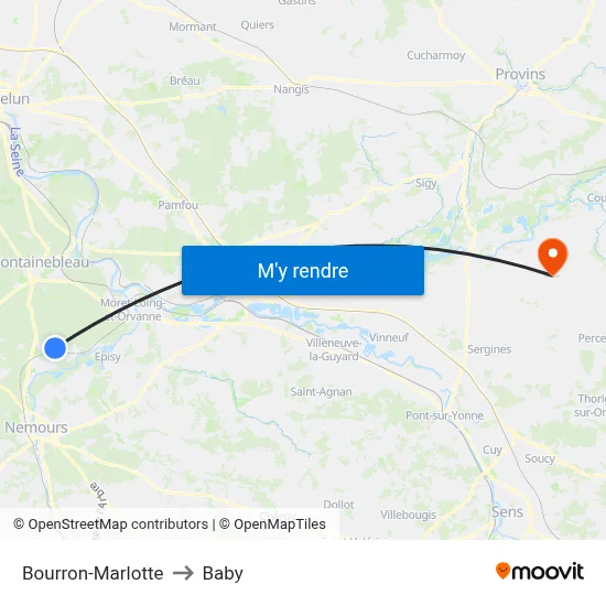 Bourron-Marlotte to Baby map