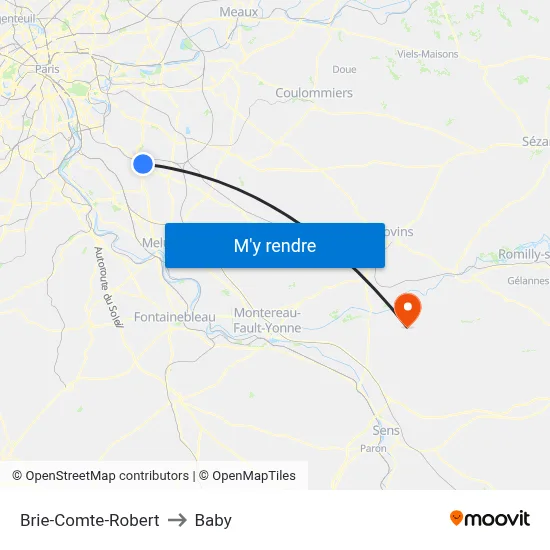 Brie-Comte-Robert to Baby map