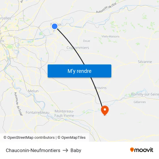 Chauconin-Neufmontiers to Baby map