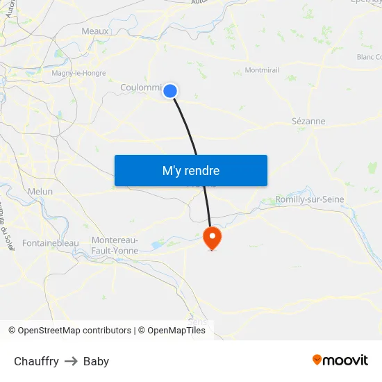 Chauffry to Baby map