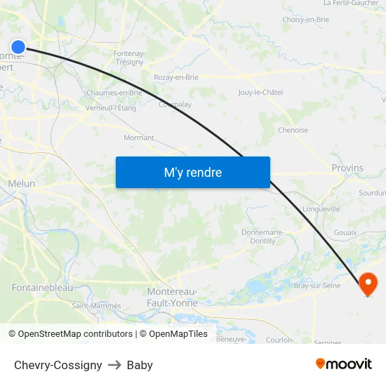 Chevry-Cossigny to Baby map