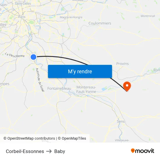 Corbeil-Essonnes to Baby map
