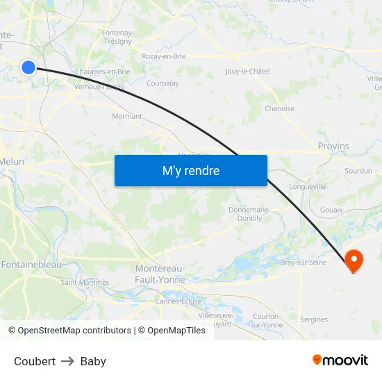 Coubert to Baby map