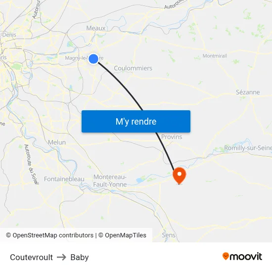 Coutevroult to Baby map
