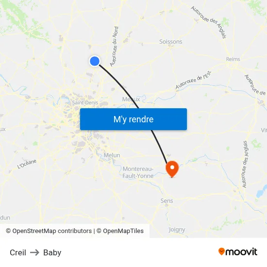 Creil to Baby map