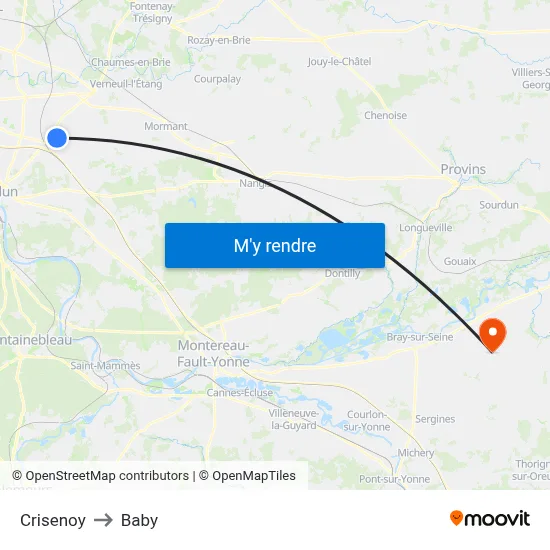 Crisenoy to Baby map