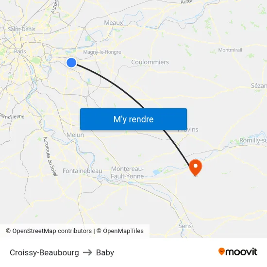 Croissy-Beaubourg to Baby map