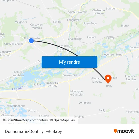 Donnemarie-Dontilly to Baby map